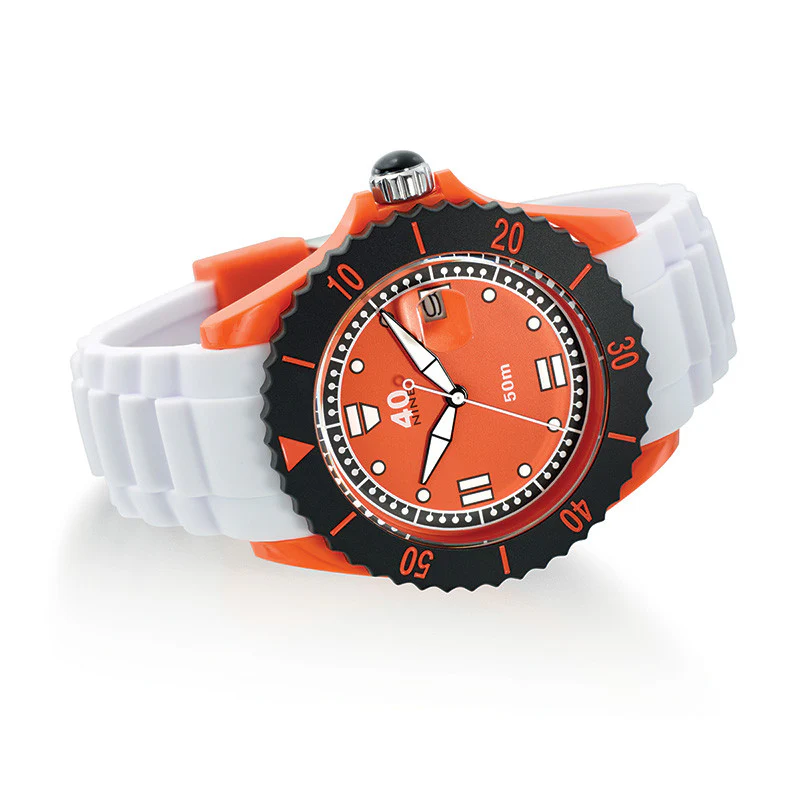 40Nine Large 45mm White & Orange Watch - Image 2